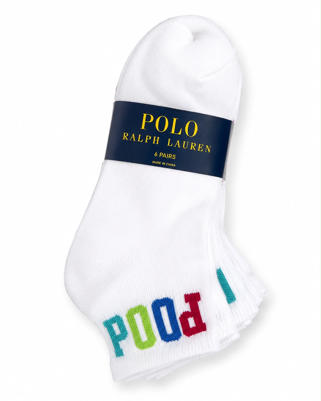 Calcetas Polo blancas connletras de colores