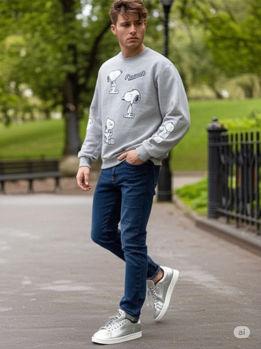 Sudadera Peanuts gris de Snoopy para caballero