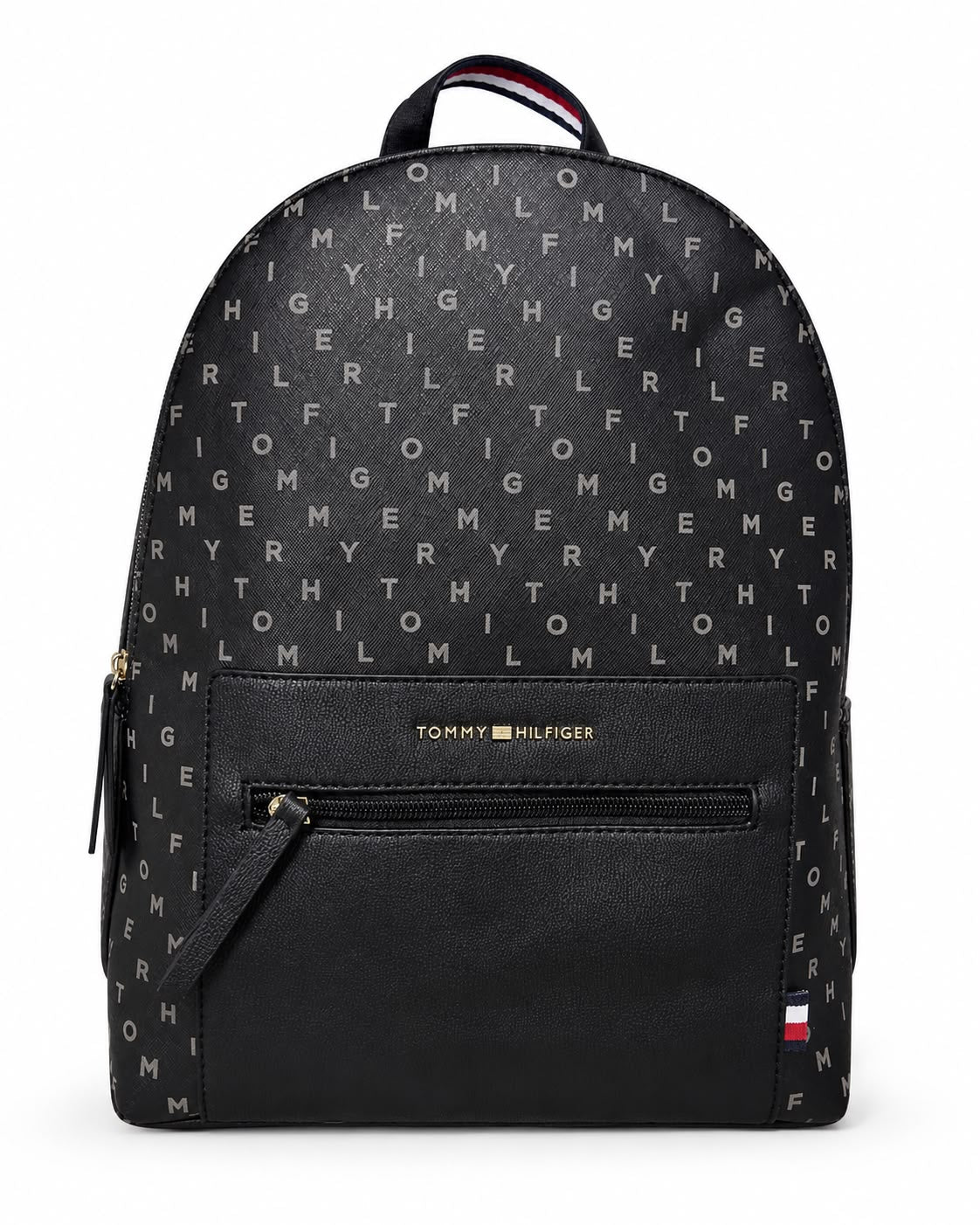 Backpack Tommy H negra con monogram de letras