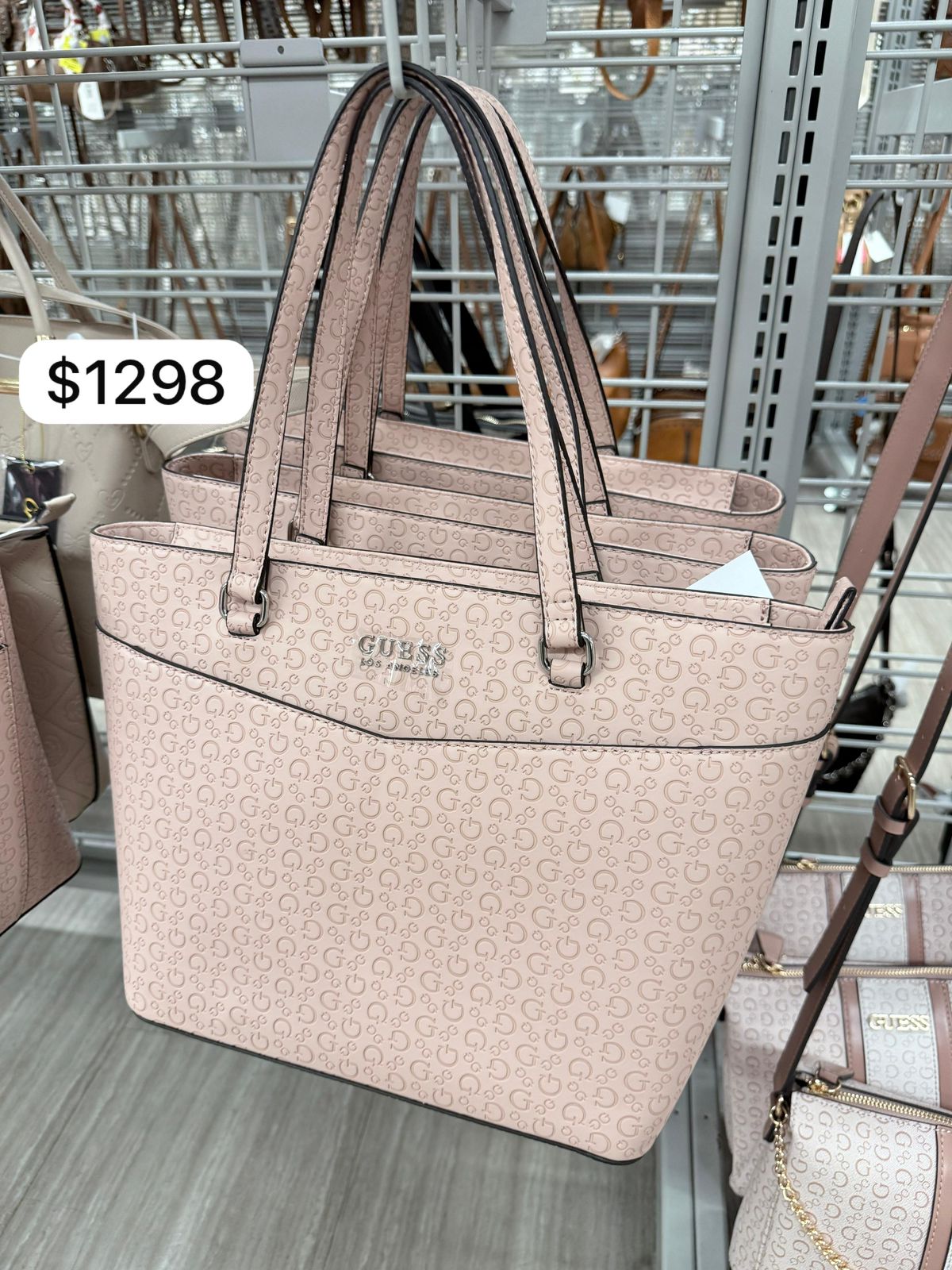 Tote Guess rosa con monogram