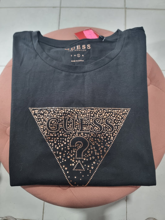 Playera Guess negra con brillos