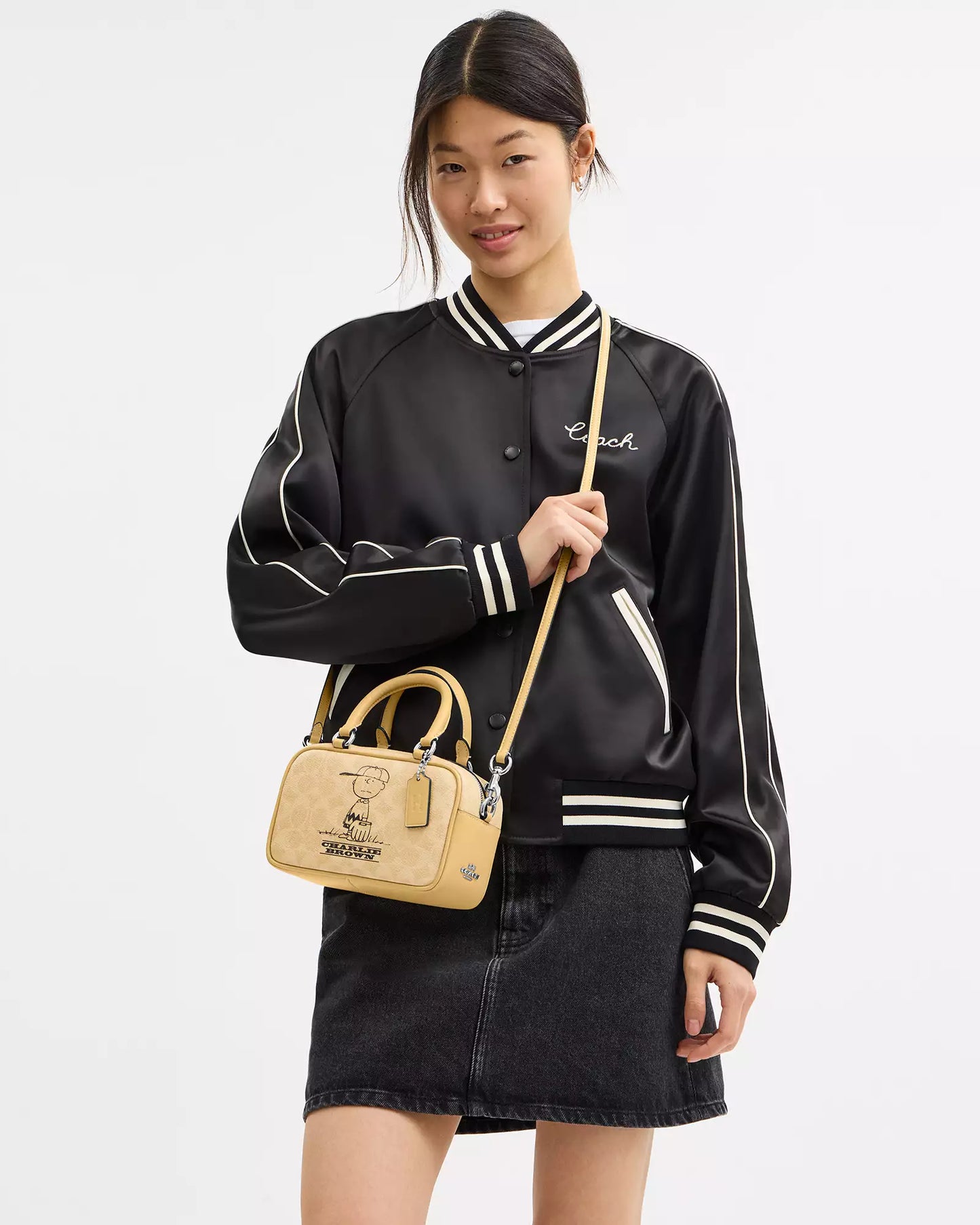Crossbody Coach Peanuts Bag Satchel amarilla