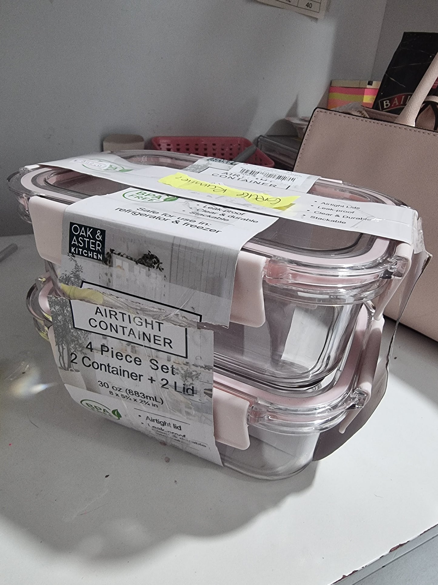 Contenedores airtight transparente con rosa