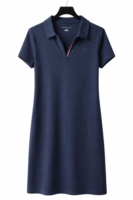 Vestiso Tommy H azul con franjas en el cuello