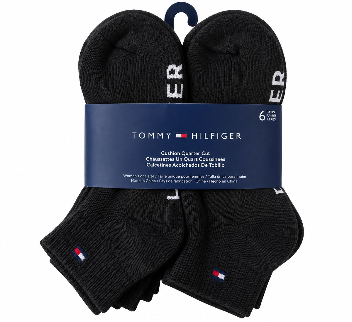 Tines Tommy H negros 6 pares