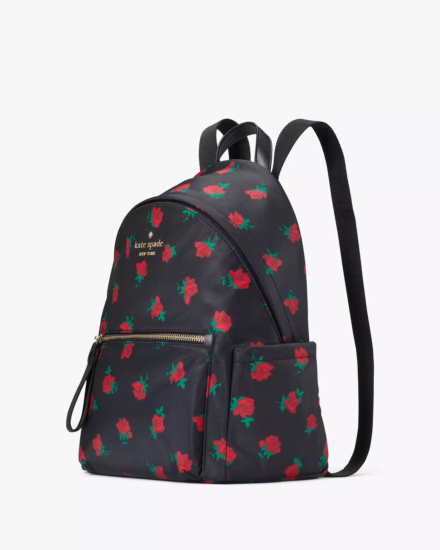 Backpack kate spade negra con rosas