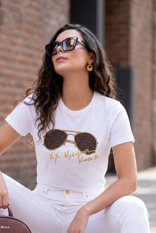 Playera Michael K  blanca con lentes