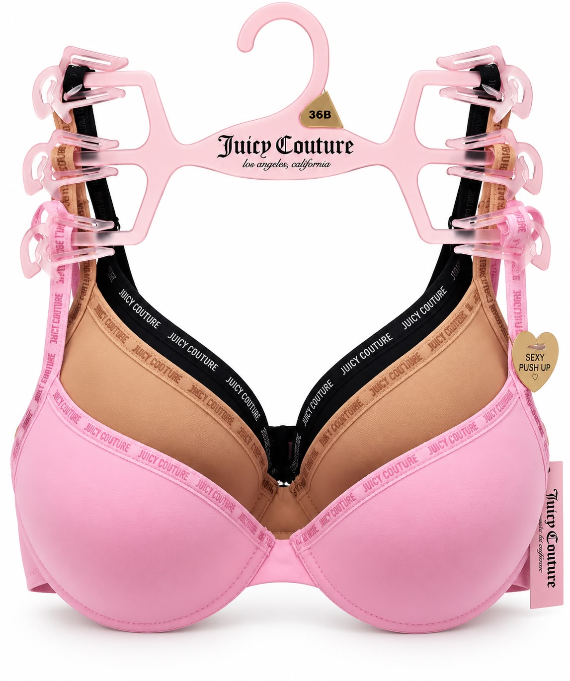 Brasier Juicy c 3 pz rosa, canel y negro