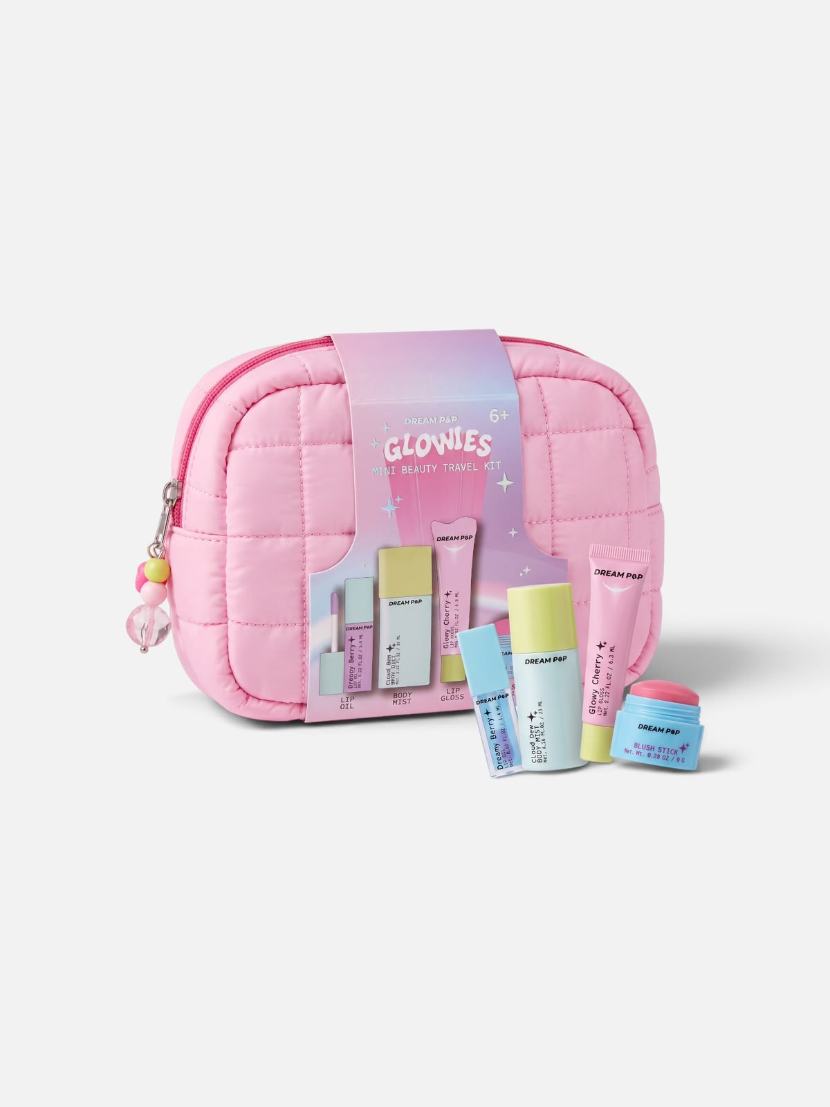 Mini kit de viaje Glowies 4 ps y cosmetiquera