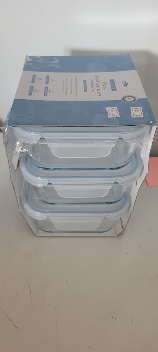 Set de 3 contenedores glass Food