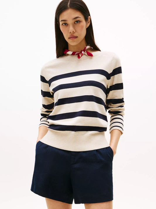 Sueter Tommy H arena líneas azul marino