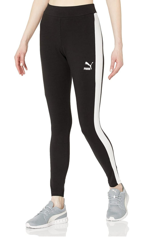 Leggins Puma negro con línea y logo blanco
