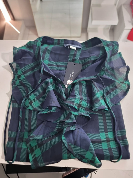 Blusa Tommy H de cuadros verde