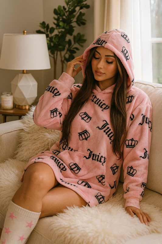 Maxisudadera Juicy C rosa con monogram negro