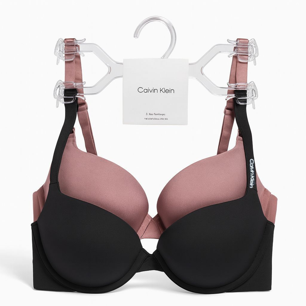 Brasier Calvin k negro y malva, con letras blancas en un tirante 2pzs