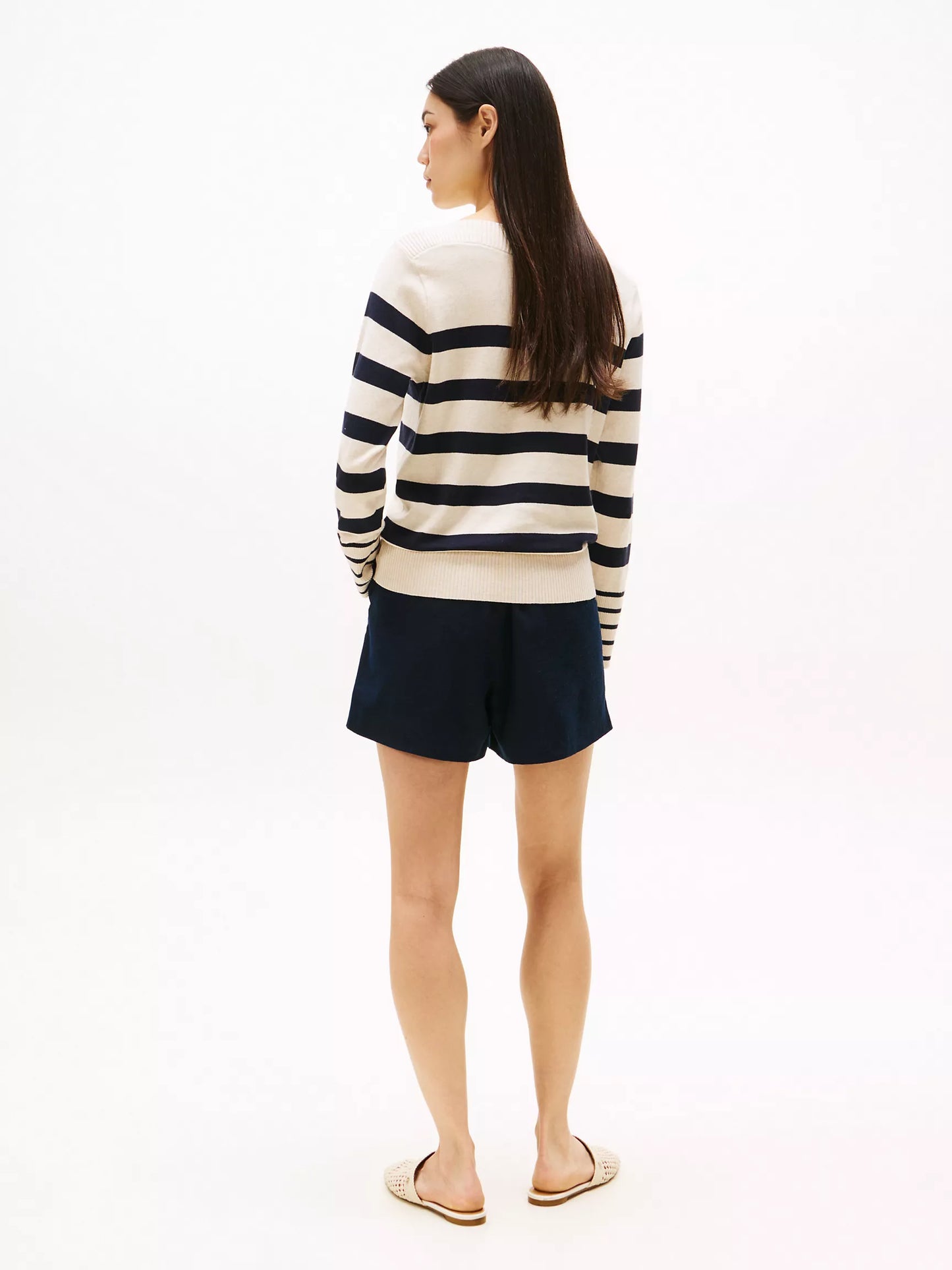 Sueter Tommy H arena líneas azul marino