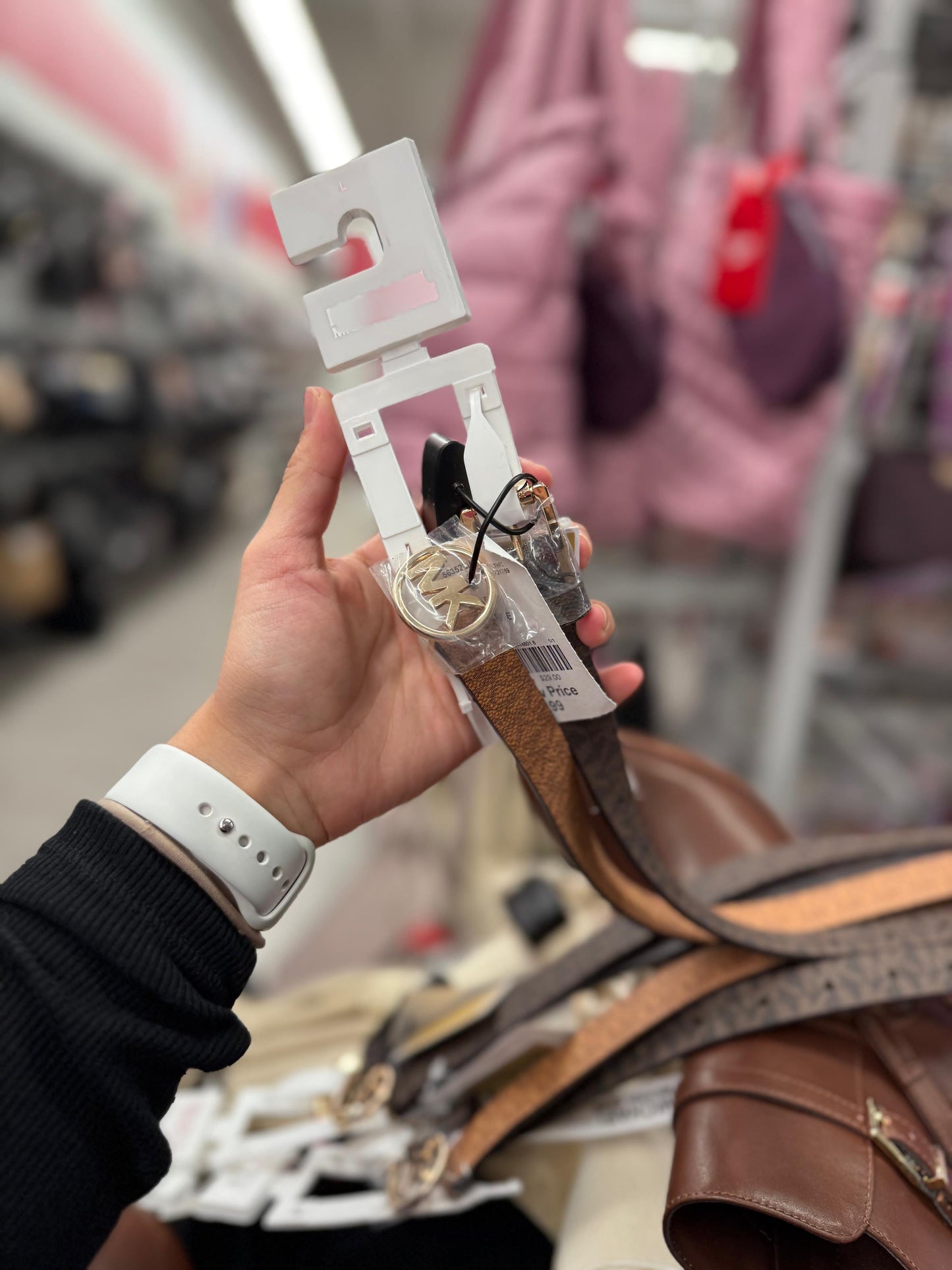 Cinturon Michael K dúo camel y cafe con monogram