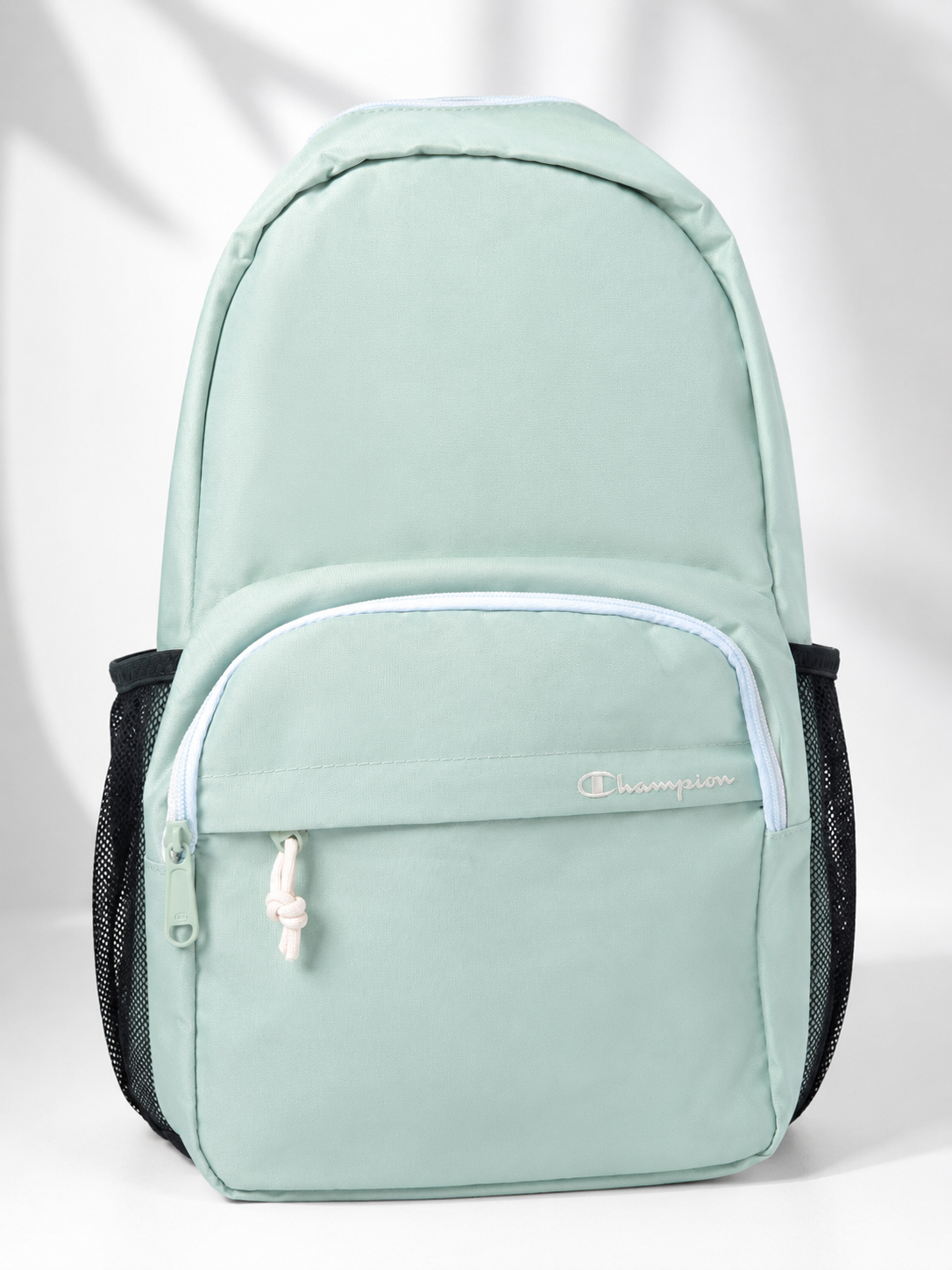 Backpack Champion verde pistache con detalles en beige y negro